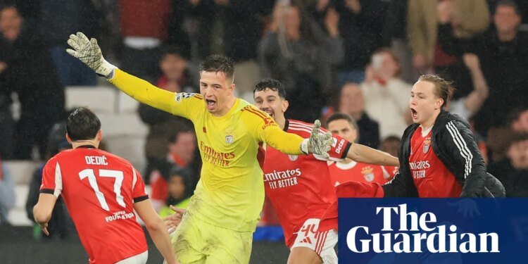 Champions League: Benfica keeper’s last-gasp header sends side into playoffs | Champions League