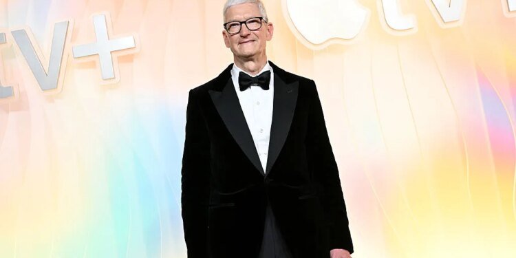 Tim Cook attends Apple TV+'s Primetime Emmy Party Red Carpet at Ysabel on September 14, 2025