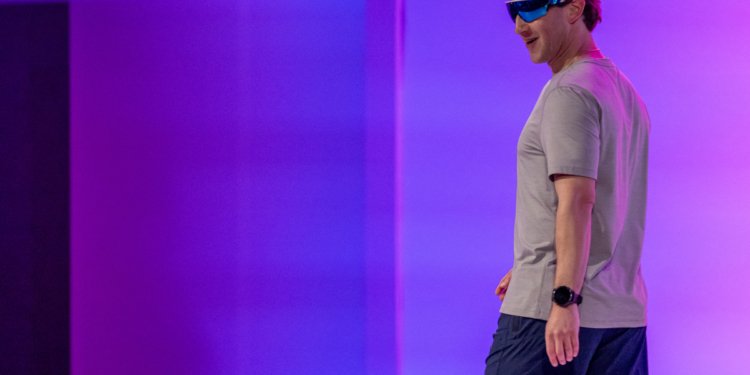 Mark Zuckerberg wears a pair of Meta Oakley Vanguard AI glasses during the Meta Connect event in Menlo Park, California, on Sept. 17, 2025.