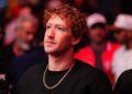 Mark Zuckerberg is seen in attendance during the UFC 313 event at T-Mobile Arena on March 08, 2025 in Las Vegas.