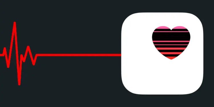 apple health icon with a flatline behind it
