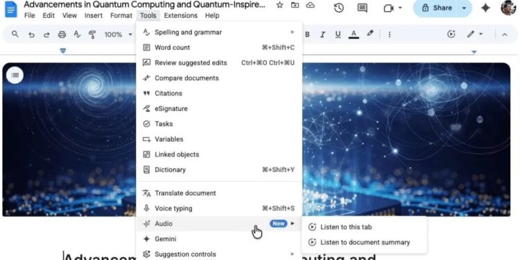 Google Docs rolling out Gemini-powered audio summaries