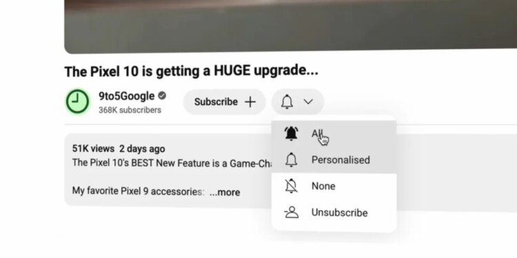 YouTube test might not send you channel notifications even if you select 'all'