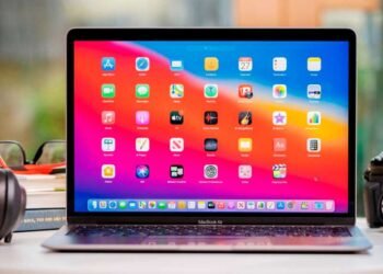 M1 MacBook Air open on a desk