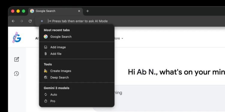 Google brings full AI Mode prompt box to Chrome address bar
