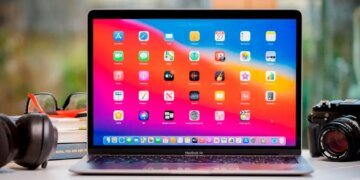 M1 MacBook Air open on a desk