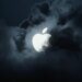 Apple logo behind clouds