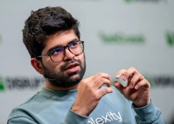 Aravind Srinivas, co-founder and chief executive officer of Perplexity, during TechCrunch Disrupt in San Francisco, California, US, on Wednesday, Oct. 30, 2024.