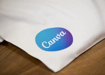 Canva logo on bag sitting on a table.