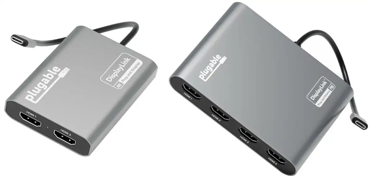 Plugable USBC-6950M and USBC-7400H4 DisplayLink Adapters