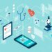 AWS, illustration of telemedicine and online healthcare services