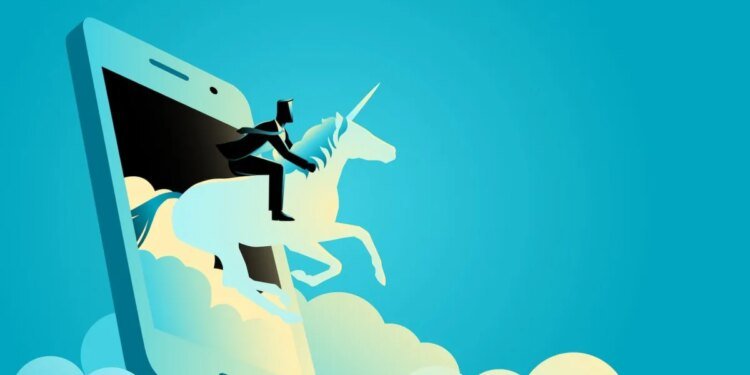 Man riding a unicorn
