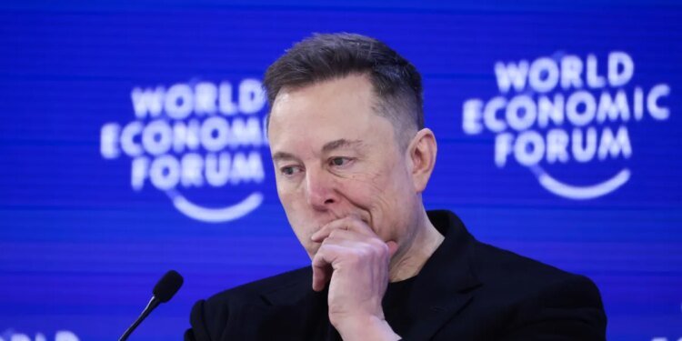 Elon Musk, chief executive officer of Tesla Inc., during the World Economic Forum (WEF) in Davos, Switzerland, on Thursday, Jan. 22, 2026.
