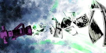 money emerging from a firehose